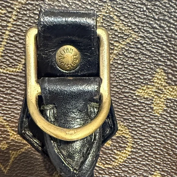 Louis Vuitton Alma Brown and Gold Monogram Tote dyed and sealed black - Picture 8 of 12